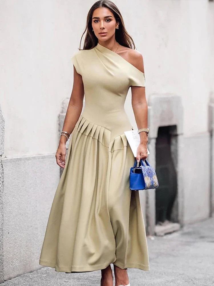Black Half-turtleneck Short Sleeve High Waist Dresse