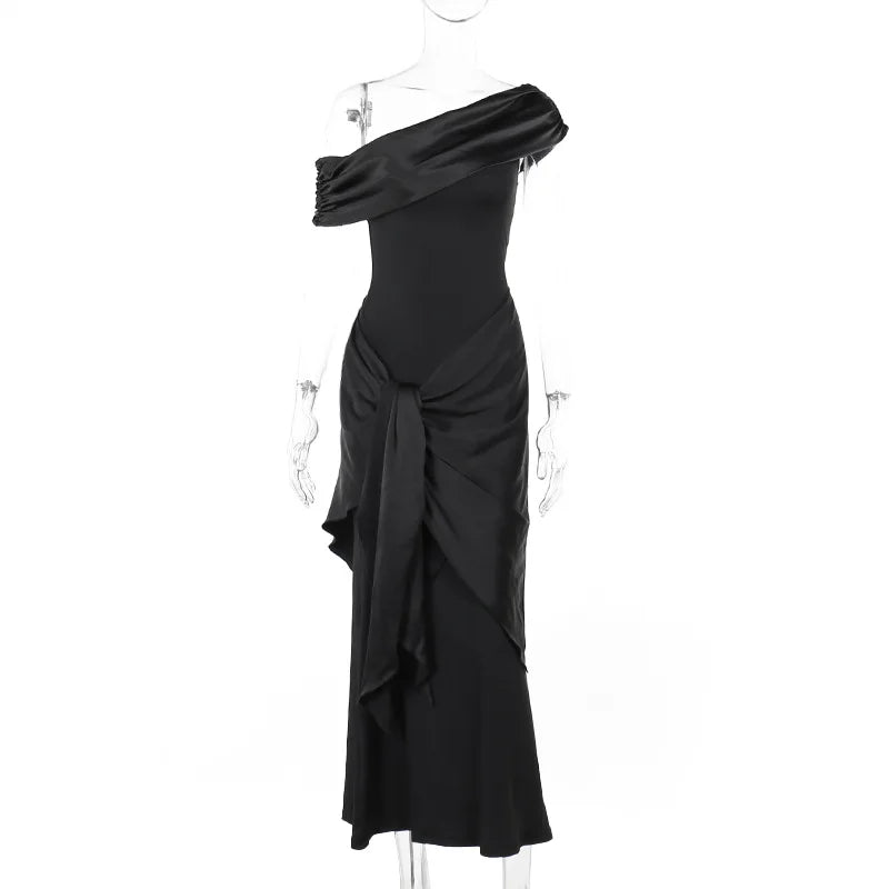 Black Slash Neck Maxi Dress