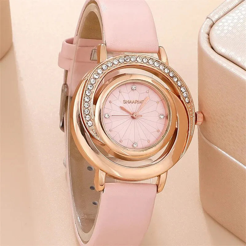 5PCS Set Luxury Watch Women Ring Necklace
