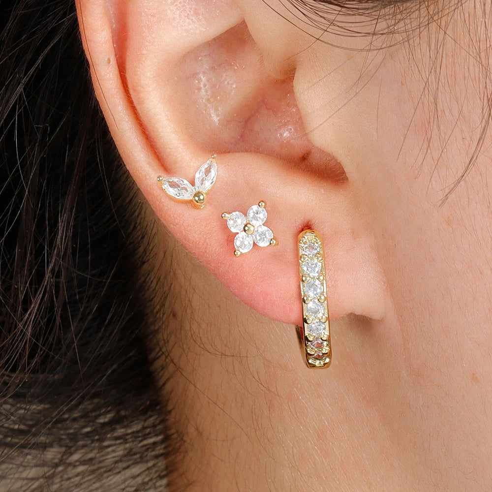 3PCS Gold Color Circle Hoop Earrings