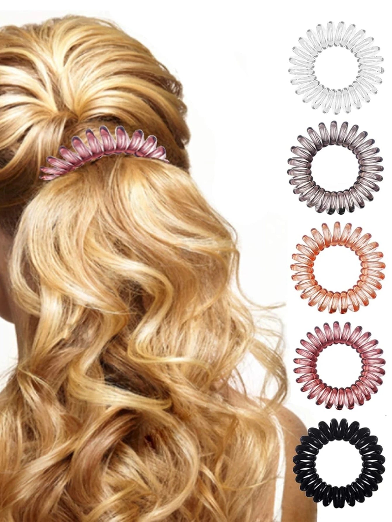 18 Pack  Spiral Hair Ties Hair Bands Multi Color