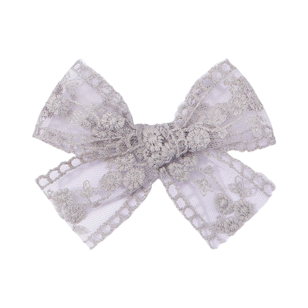 2Pcs/Set Cute Solid Lace Cutout Bowknot Hair Clips