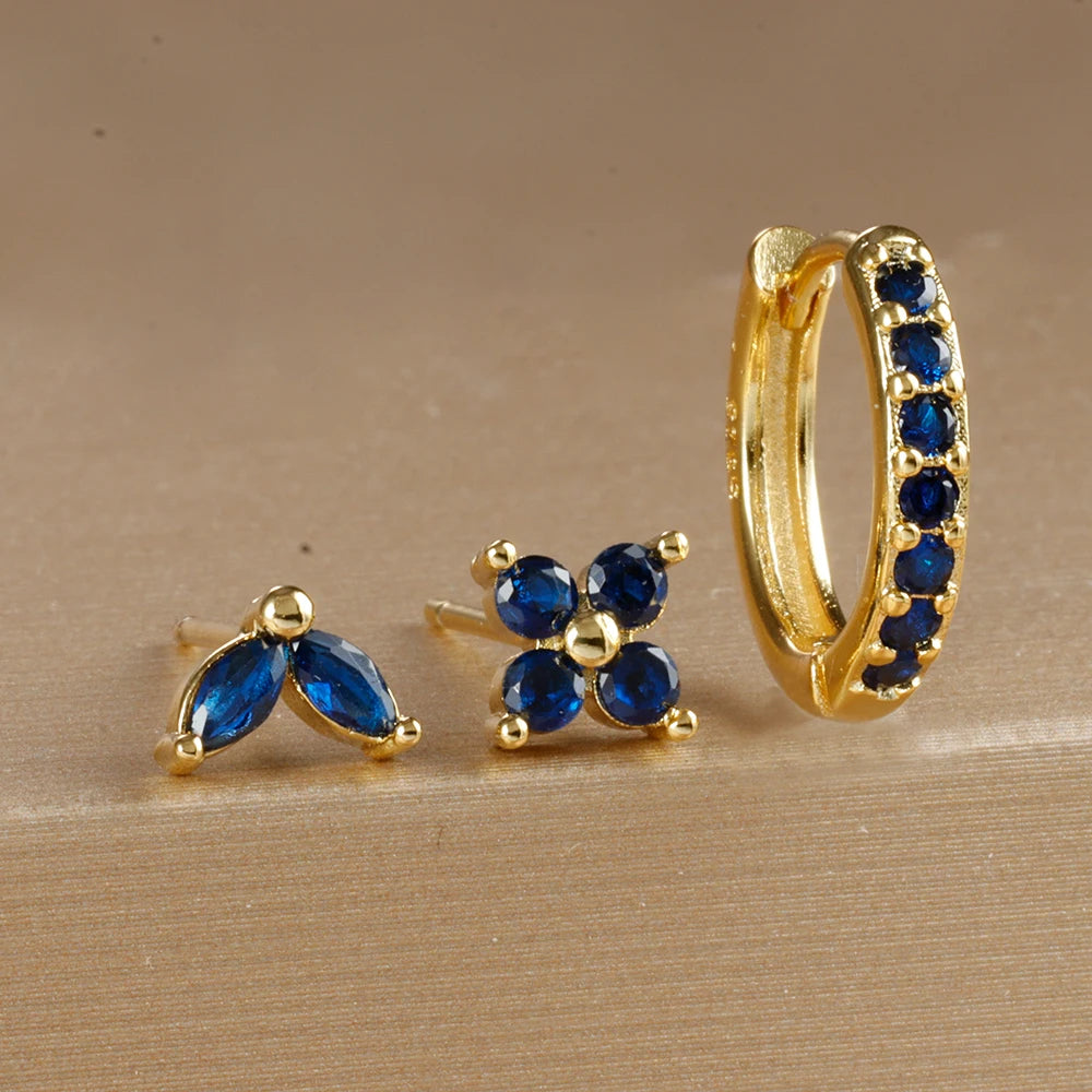 3PCS  Gold Color Circle Hoop Earrings