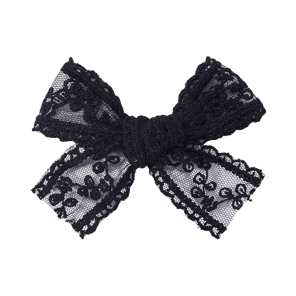 2Pcs/Set Cute Solid Lace Cutout Bowknot Hair Clips