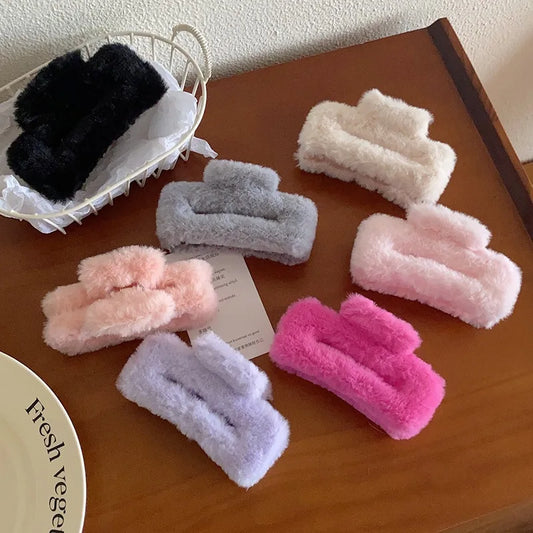 Plush Square Hair Claw Clip