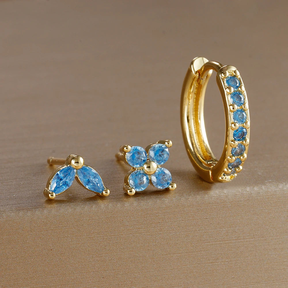 3PCS  Gold Color Circle Hoop Earrings