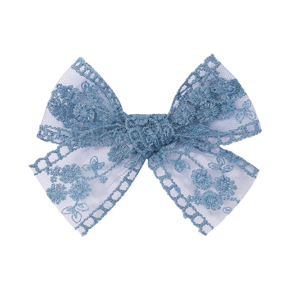 2Pcs/Set Cute Solid Lace Cutout Bowknot Hair Clips