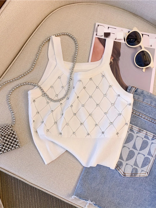 Solid Rhineston Spaghetti Top