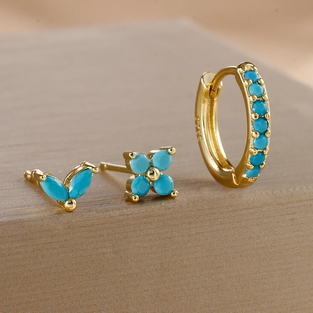 3PCS  Gold Color Circle Hoop Earrings