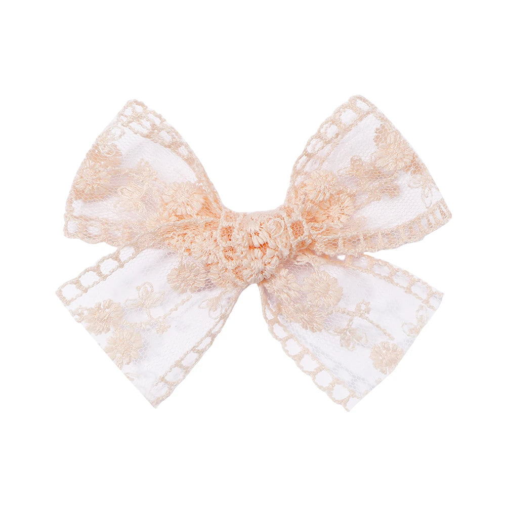 2Pcs/Set Cute Solid Lace Cutout Bowknot Hair Clips