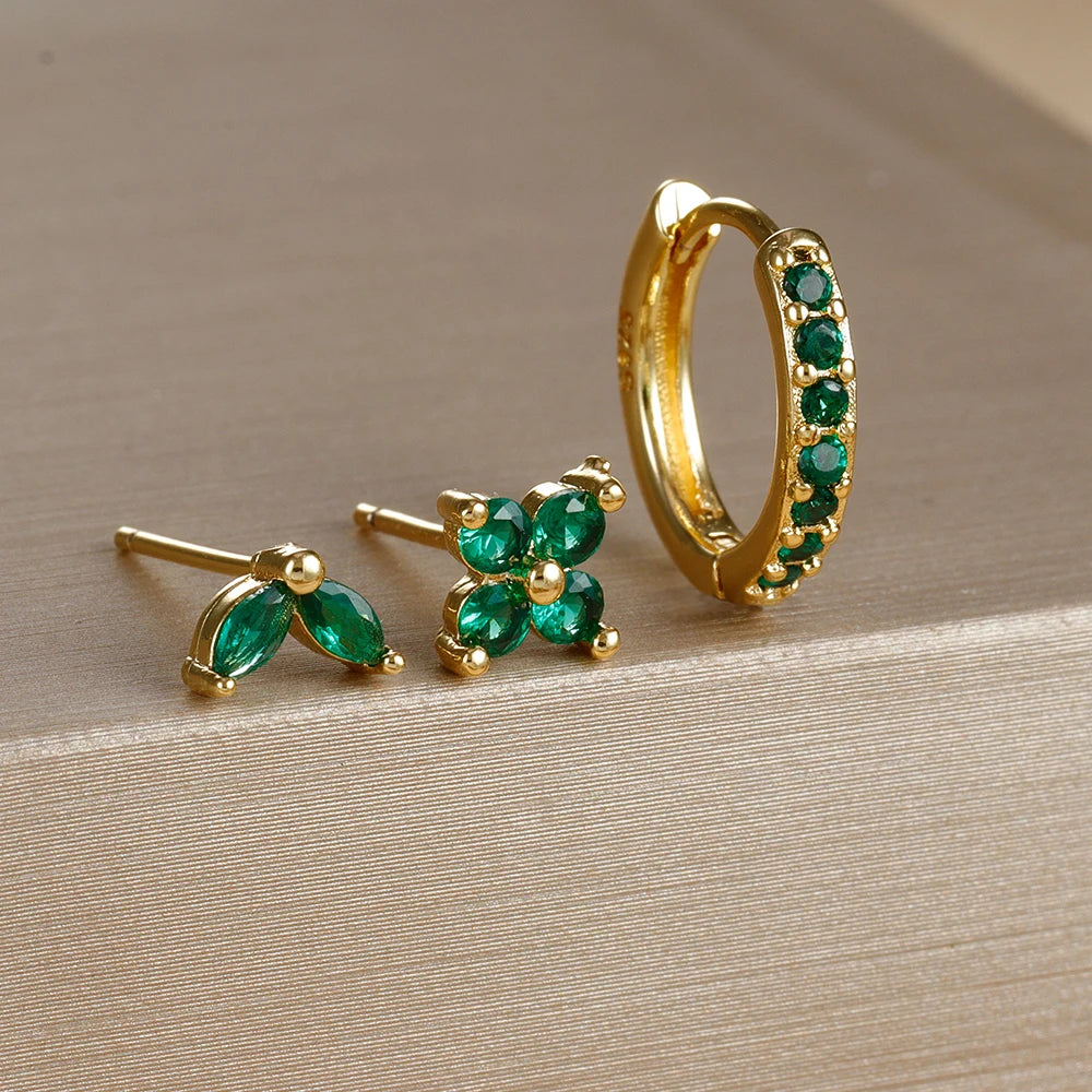 3PCS  Gold Color Circle Hoop Earrings