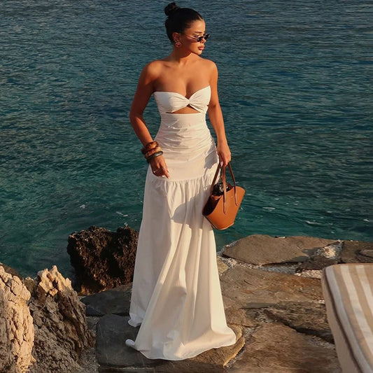Beach Strapless Hollow dress