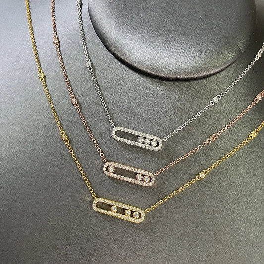 Sterling Silver Three Diamond Necklace